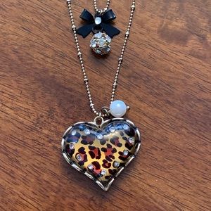Betsey Johnson Leopard Heart Necklace